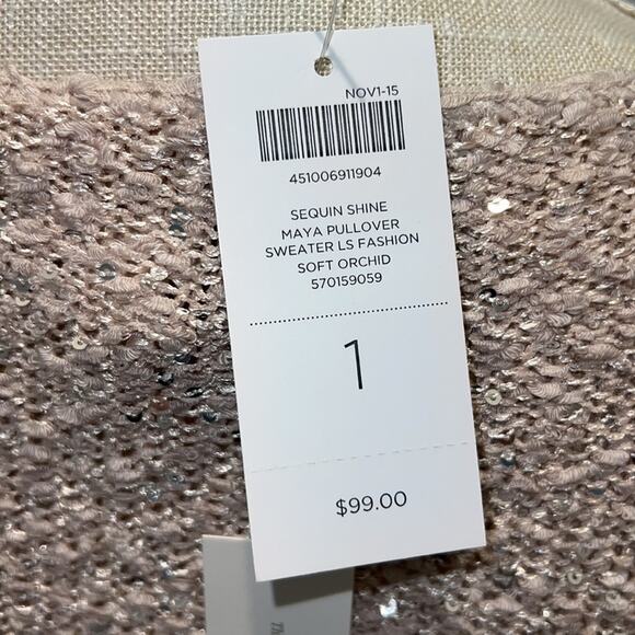 Chicos Sequin Shine Maya Pullover Sweater - Soft Orchid - Size 1 - NWT - Picture 4 of 11
